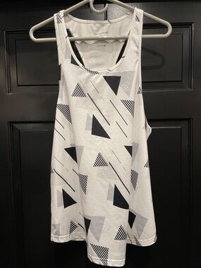 Jed North White Tank Top with Black Geometric Print